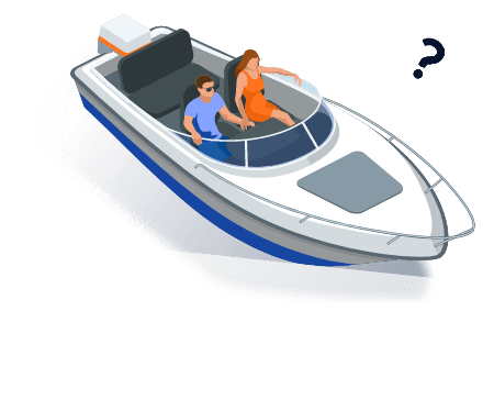 船に乗っている困った人のイラスト