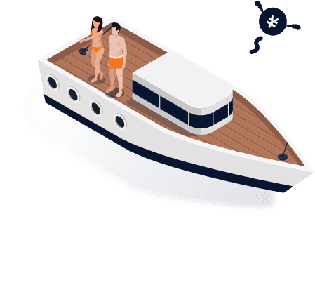 お金がかかる船のイラスト